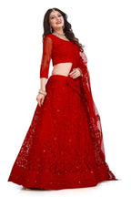 Jyoti Fashion Women's Red Net Thread Embroidered Designer Lehenga Choli Set