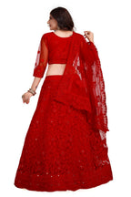 Jyoti Fashion Women's Red Net Thread Embroidered Designer Lehenga Choli Set