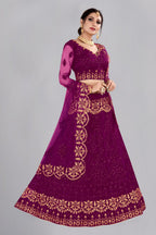 Jyoti Fashion Women's Purple Net Thread Embroidered Designer Lehenga Choli Set