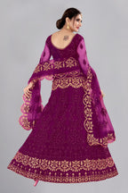 Jyoti Fashion Women's Purple Net Thread Embroidered Designer Lehenga Choli Set