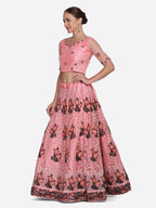 Jyoti Fashion Women's Baby Pink Net Thread Embroidered Lehenga Choli with Dupatta