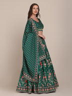 Jyoti Fashion Women's Bottle Green Crepe Floral Printed Lehenga Choli with Dupatta
