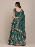 Jyoti Fashion Women's Bottle Green Crepe Floral Printed Lehenga Choli with Dupatta