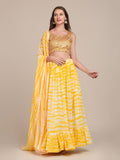 Jyoti Fashion Women's Yellow Georgette Shibori Print Work Lehenga Choli with Dupatta