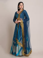 Jyoti Fashion Women's Rama Silk Blend Zari Woven Lehenga Choli with Dupatta
