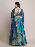 Jyoti Fashion Women's Rama Silk Blend Zari Woven Lehenga Choli with Dupatta