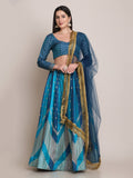 Jyoti Fashion Women's Rama Silk Blend Zari Woven Lehenga Choli with Dupatta