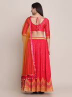 Jyoti Fashion Women's Pink Silk Blend Zari Woven Lehenga Choli with Dupatta