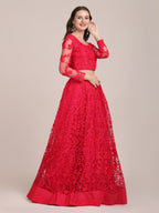 Jyoti Fashion Women's Pink Net Thread Embroidered Lehenga Choli with Dupatta