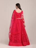 Jyoti Fashion Women's Pink Net Thread Embroidered Lehenga Choli with Dupatta