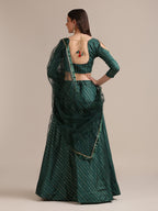 Jyoti Fashion Women's Bottle Green Georgette Sequins Lehenga Choli with Dupatta