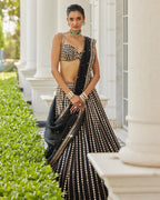 Jyoti Fashion Women's Black Organza Silk Paper Mirror with Zari Embroidered Lehenga Choli with Dupatta