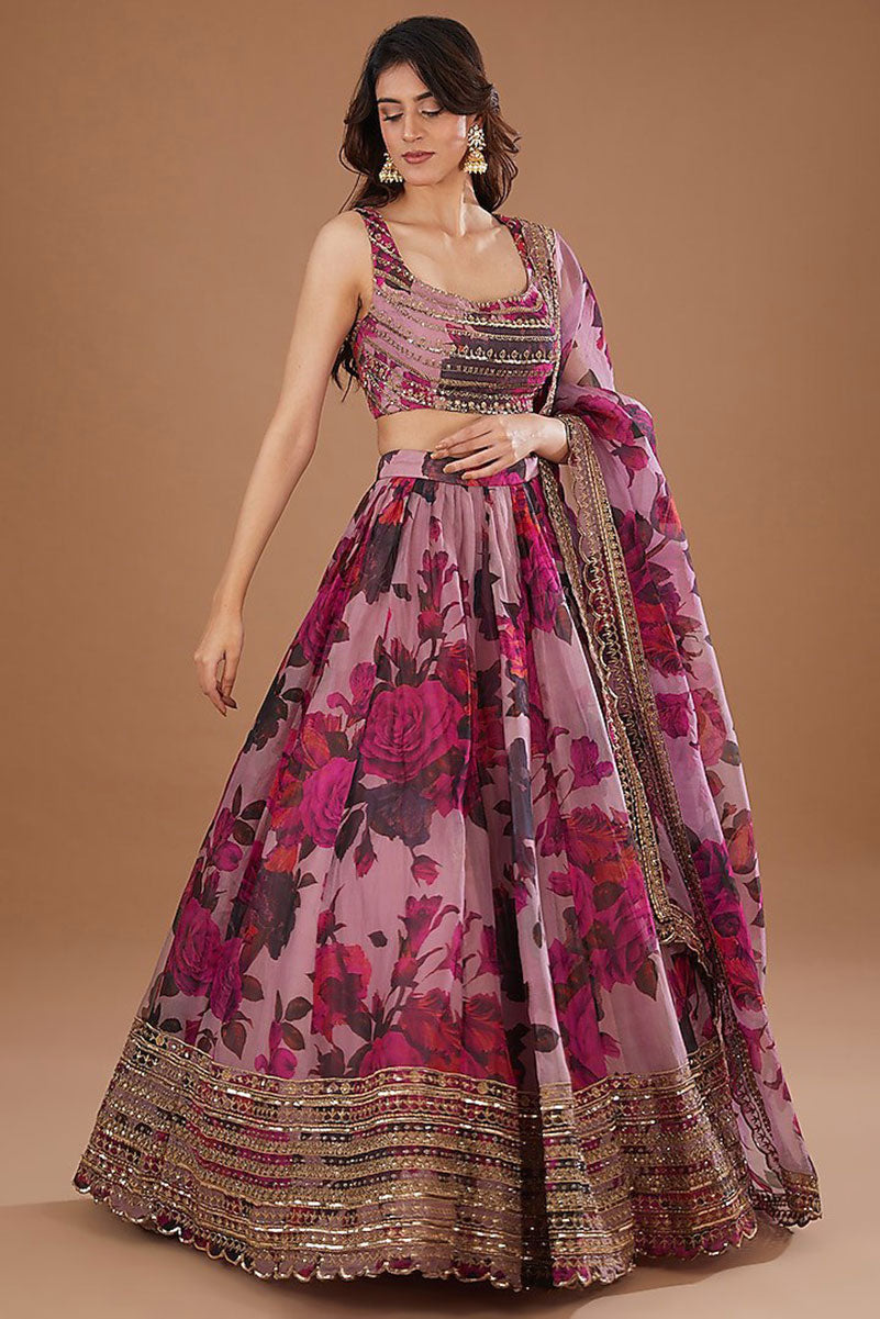Jyoti Fashion Women's Multicolor Organza 3MM Sequins with Zari Embroidered Lehenga Choli with Dupatta