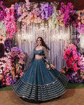 Jyoti Fashion Women's Blue Faux Georgette 3MM, 5MM & 9MM Sequins with Zari Embroidered Lehenga Choli with Dupatta