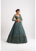 Jyoti Fashion Women's Dark Green Faux Georgette 3MM, 5MM & 9MM Sequins with Zari Embroidered Lehenga Choli with Dupatta