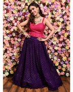 Jyoti Fashion Women's Purple Faux Georgette 3MM Sequins with Thread Embroidered Lehenga Choli with Dupatta