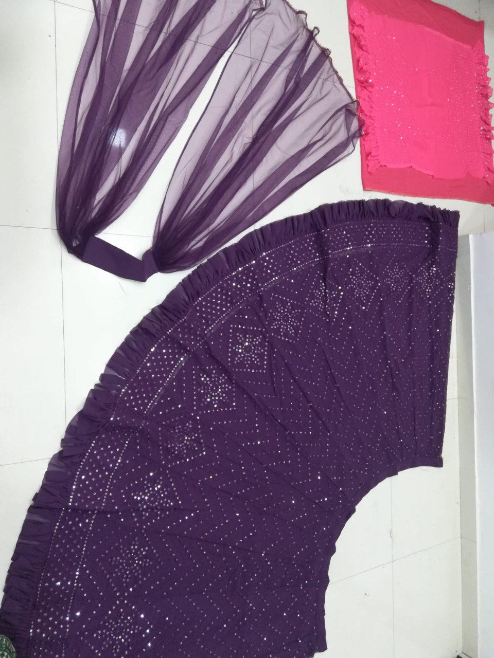Jyoti Fashion Women's Purple Faux Georgette 3MM Sequins with Thread Embroidered Lehenga Choli with Dupatta