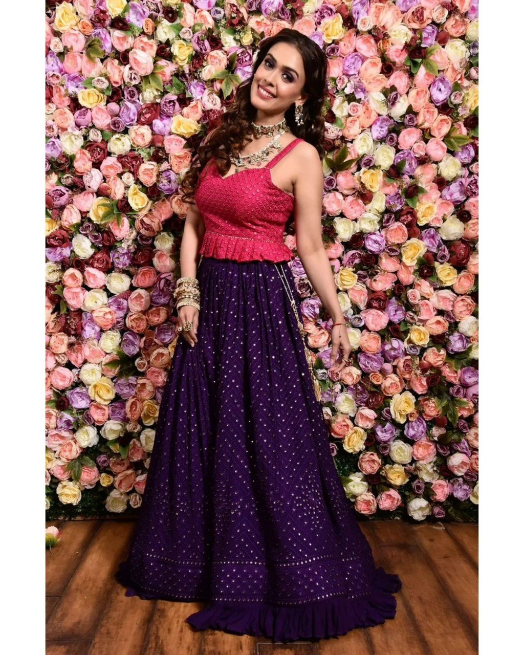 Jyoti Fashion Women's Purple Faux Georgette 3MM Sequins with Thread Embroidered Lehenga Choli with Dupatta