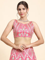 Jyoti Fashion Women's Pink Devsena Silk 3MM Sequins with Zari Dori Embroidered & Paper Mirror Work Lehenga Choli with Dupatta