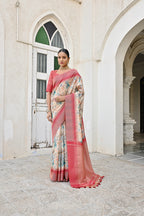 Jyoti Fashion Women's Firozi Tussar Silk Zari Woven Traditional Saree with Blouse