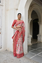 Jyoti Fashion Women's Peach Tussar Silk Zari Woven Traditional Saree with Blouse