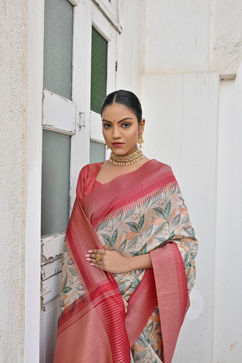Jyoti Fashion Women's Pista Tussar Silk Zari Woven Traditional Saree with Blouse