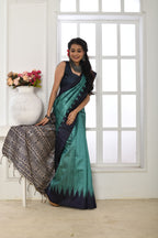 Jyoti Fashion Women's Firozi Soft Tussar Silk Printed Temple Border Traditional Saree with Blouse - Distacart