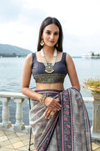 Jyoti Fashion Women's Grey Soft Silk Zari Woven Traditional Saree with Blouse