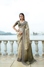 Jyoti Fashion Women's Mehendi Soft Silk Zari Woven Traditional Saree with Blouse