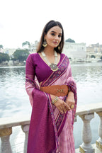 Jyoti Fashion Women's Pink Soft Silk Zari Woven Traditional Saree with Blouse