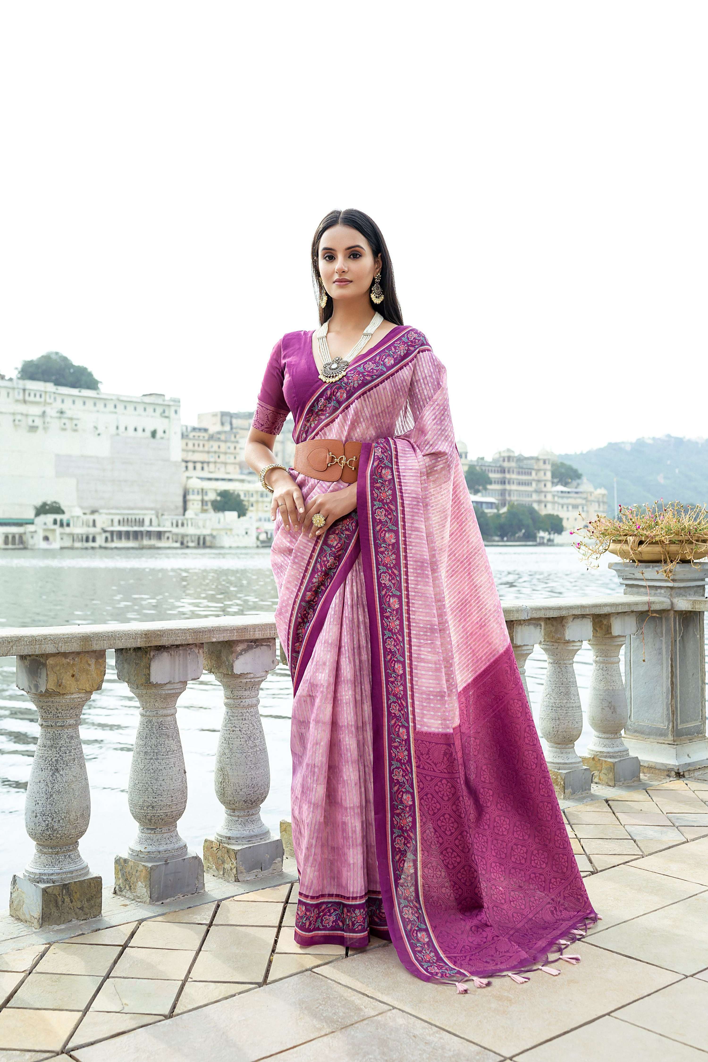 Jyoti Fashion Women's Pink Soft Silk Zari Woven Traditional Saree with Blouse