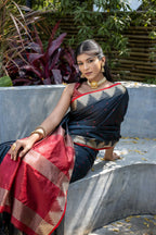 Jyoti Fashion Women's Black Tussar Silk Temple Border with Zari Lining Traditional Saree with Blouse - Distacart