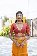 Jyoti Fashion Women's Mustard Tussar Silk Temple Border with Zari Lining Traditional Saree with Blouse - Distacart