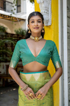 Jyoti Fashion Women's Green Tussar Silk Temple Border with Zari Lining Traditional Saree with Blouse - Distacart