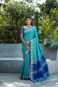 Jyoti Fashion Women's Rama Tussar Silk Temple Border with Zari Lining Traditional Saree with Blouse - Distacart
