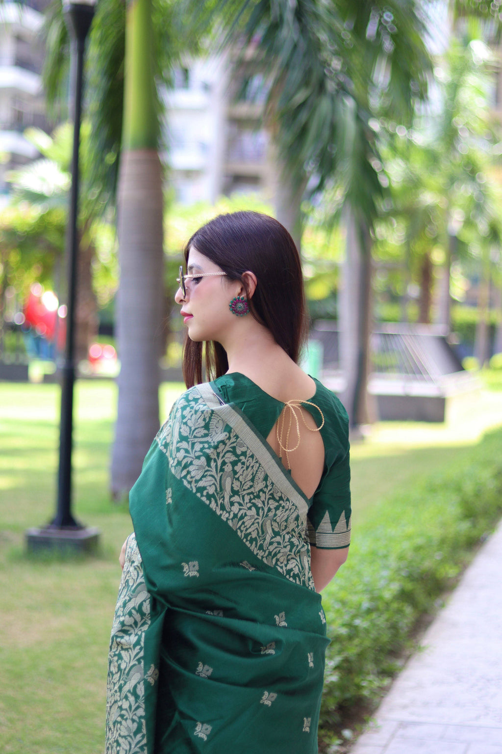 Jyoti Fashion Women's Green Handloom Raw Silk Weaving Pallu Traditional Saree with Blouse - Distacart