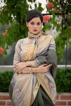 Jyoti Fashion Women's Verdun Green Soft Tussar Silk Traditional Print & Zari Border Saree with Blouse - Distacart