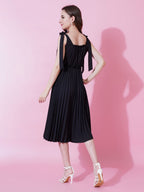 Jyoti Fashion Women's Black Heavy Crepe Crushed Flared Western Dress - Distacart
