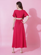 Jyoti Fashion Women's Pink Crepe Waist Cut Flared Western Dress - Distacart