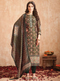 Jyoti Fashion Women's Green Pure Tissue Shimmer Floral Digital Print With Zardoshi Hand Work Salwar Suit Set