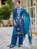 Jyoti Fashion Women's Navy Blue Muslin Resham Thread with Jari & Cut Work Salwar Suit Set - Distacart