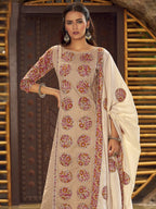 Jyoti Fashion Women's Beige Pure Cotton Digital Printed Salwar Suit Set
