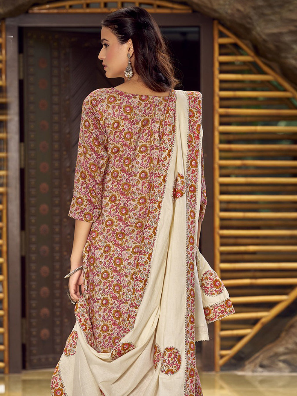 Jyoti Fashion Women's Beige Pure Cotton Digital Printed Salwar Suit Set