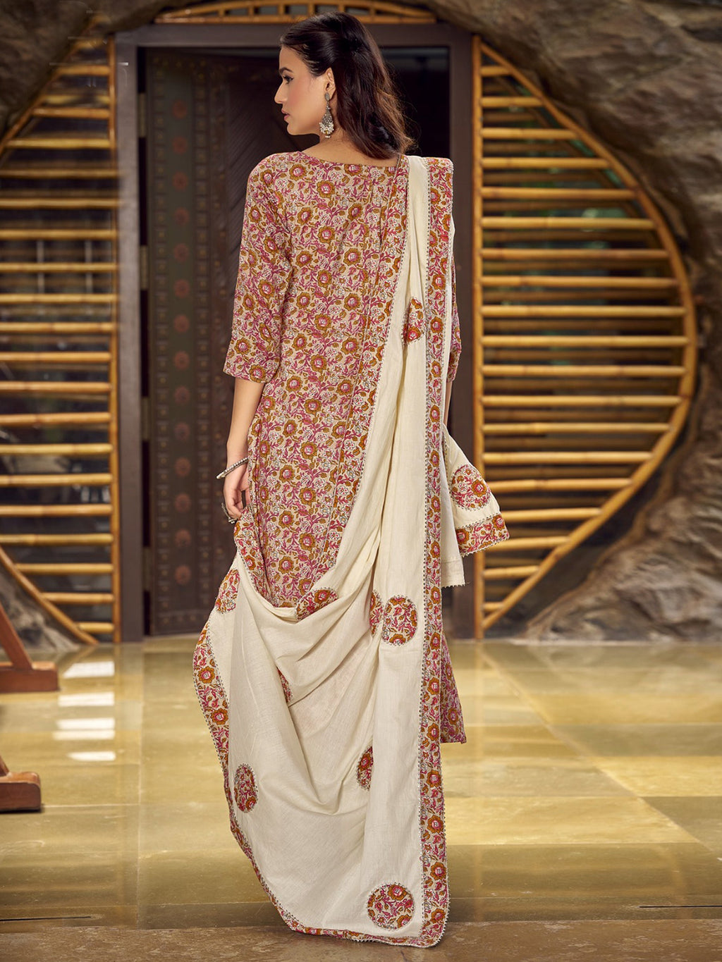 Jyoti Fashion Women's Beige Pure Cotton Digital Printed Salwar Suit Set