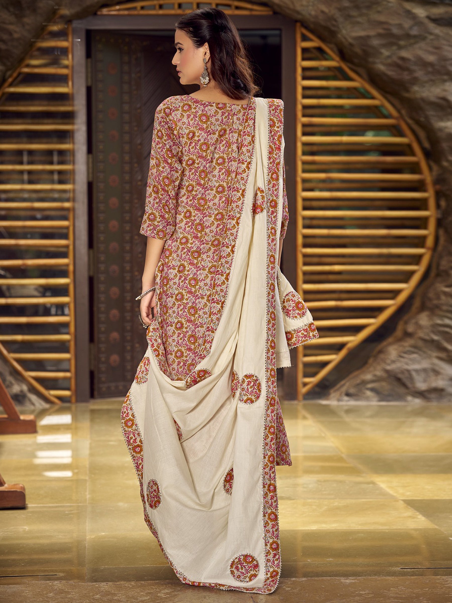 Jyoti Fashion Women's Beige Pure Cotton Digital Printed Salwar Suit Set