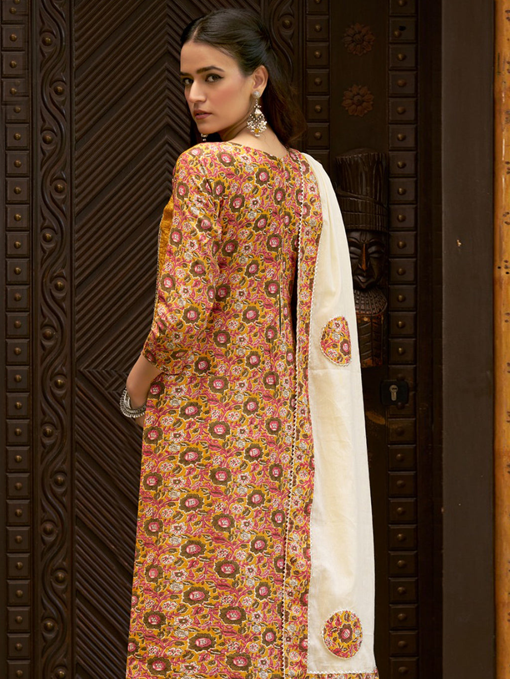 Jyoti Fashion Women's Mustard Pure Cotton Digital Printed Salwar Suit Set