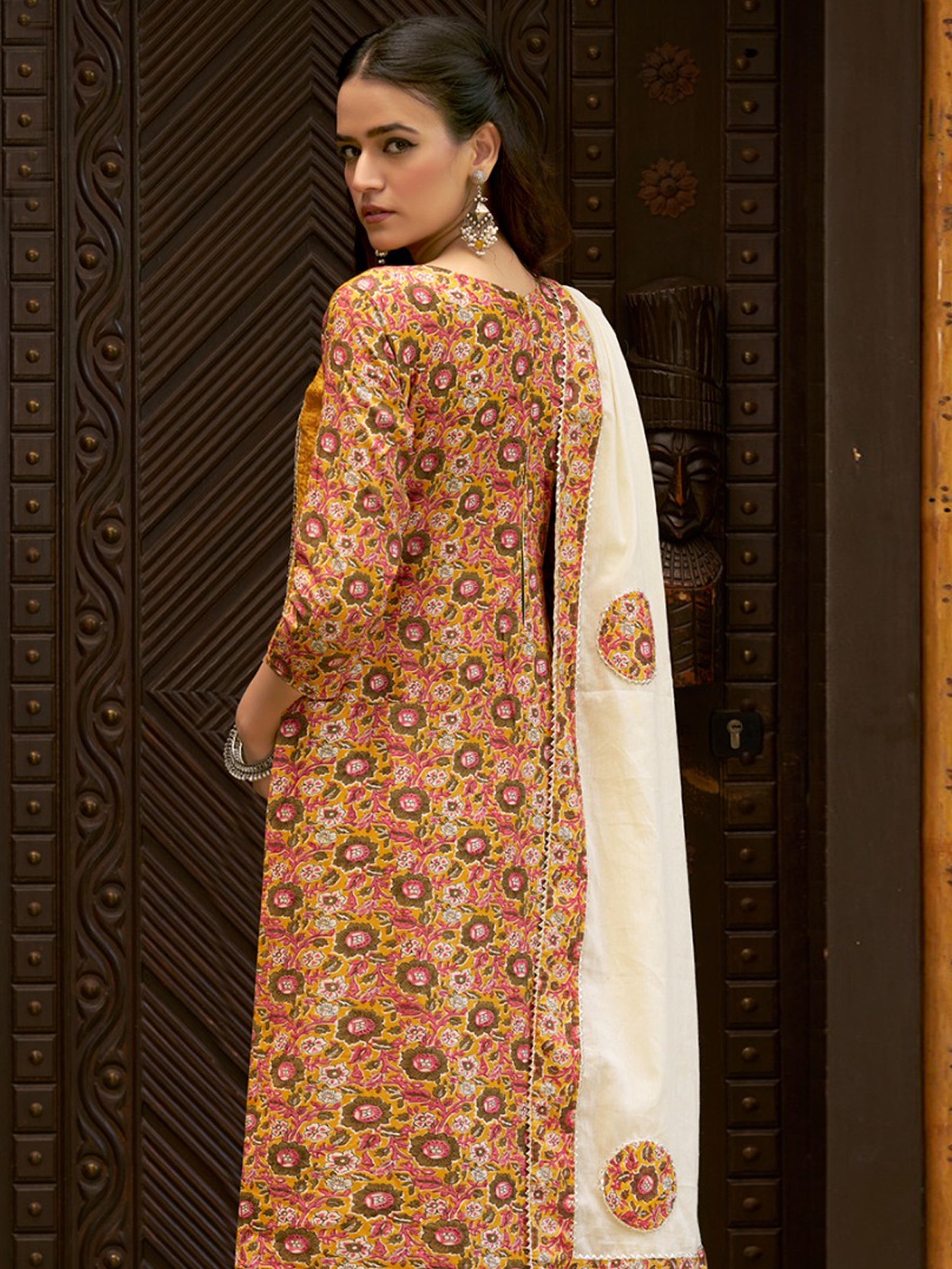 Jyoti Fashion Women's Mustard Pure Cotton Digital Printed Salwar Suit Set