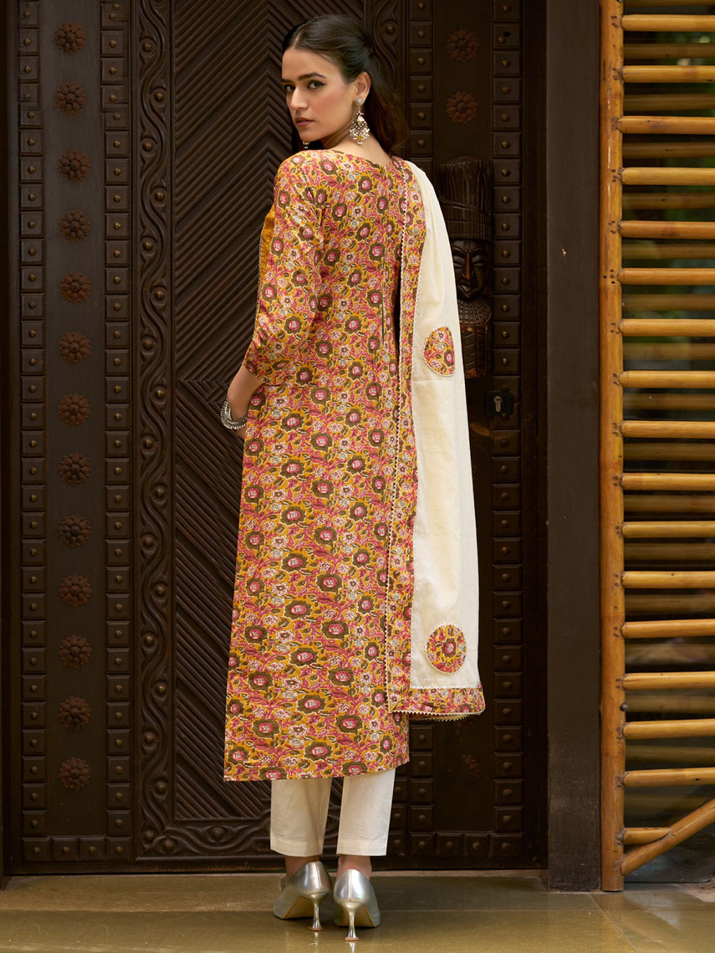 Jyoti Fashion Women's Mustard Pure Cotton Digital Printed Salwar Suit Set