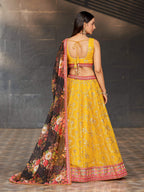 Jyoti Fashion Women's Yellow Georgette Zari & Heavy Sequin Embroidery Lehenga Choli & Dupatta