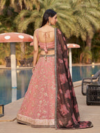 Jyoti Fashion Women's Pink Georgette Zari & Heavy Sequin Embroidery Lehenga Choli & Dupatta